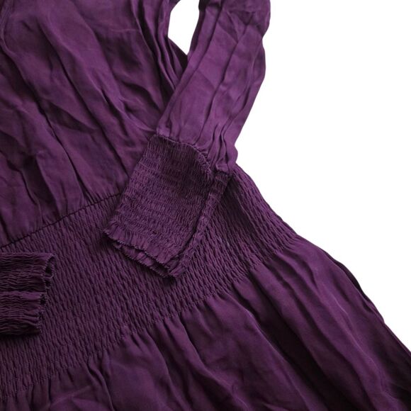Parker Purple Robyn Blouson Mini Silk Blend Dress S - Picture 3 of 7